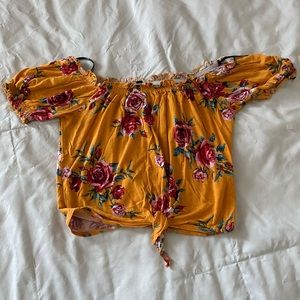 H&M yellow floral crop top
